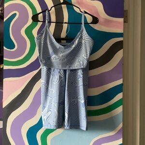 Blue Wavy Print Two Piece Set